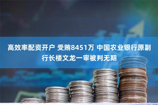 高效率配资开户 受贿8451万 中国农业银行原副行长楼文龙一审被判无期